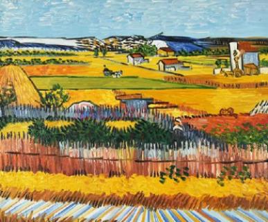 <p>荷兰画家梵高在法国南部的小城阿尔勒，创作了百多幅画作。下图是以麦田为主题的油画。城市和乡村的景观有很大差别，造成这种差别的根本原因是</p>