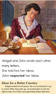 <p>According to the book, Abigail Adams wanted __________.</p>