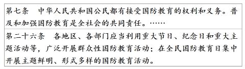 <p>以下新修订的《中华人民共和国国防教育法》的法律条文表明推进国防教育，青少年需要     </p>