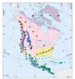 <p>查看北美洲的气候类型分布图</p>