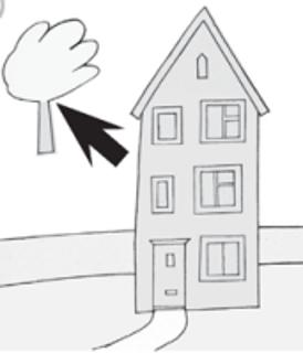 <p>The tree is _____ the house.</p>