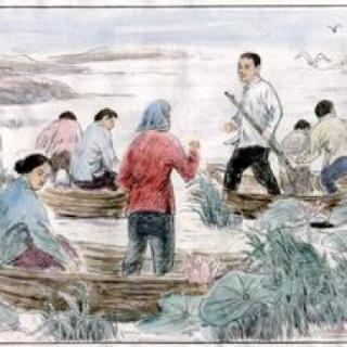 《荷花淀》一文采用纵剖面的方法，按时间顺序，重点描写了夫妻话别、探夫遇敌、助夫杀敌三上片断。