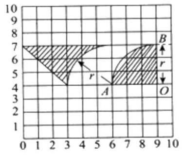 <p>如图每格代表1cm，求出平移前图中阴影部分面积。</p>