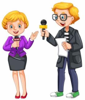 <p>She writes stories for newspapers.</p>