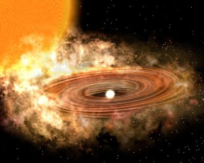 <p>The word for the picture: accretion disk</p>