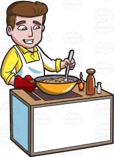 <p>Was he cooking dinner?</p>