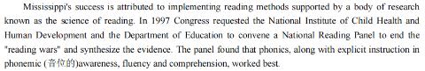 <p>What does the author say Mississippi's success is attributed to?</p>