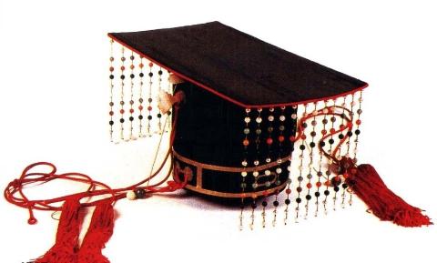 <p>What is the name of the decoration hung in front of 冕？</p>