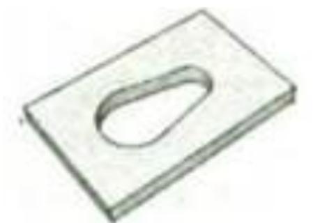 <p>小通将一块铁板加工成如图所示的工件，加工过程中不需要用到的工具是（　　）</p>