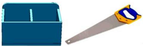 <p>小林同学要制作如图所示的木质盒子。下料时，他采用手锯进行锯割。其操作正确的是（　　）</p>