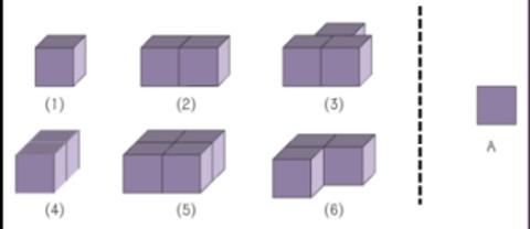 <p>下列立体图形中，哪几个从前面可以看到A?</p>