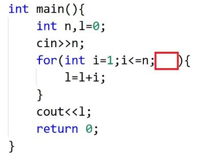 <p>图中代码的作用是：输入一个大于1的奇数n，求出1+3+5+......+n的值是多少。那么红色方框处要填的代码内容是什么？</p>