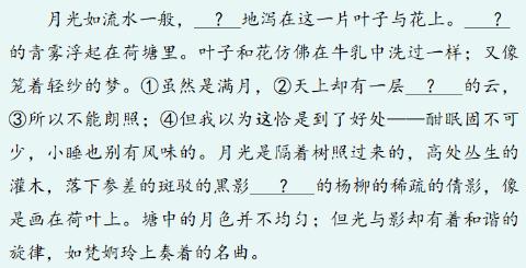 <p>“月光如流水一般，静静地泻在这一片叶子和花上。”若把句中的“泻”字改用“照”或“铺”好不好？为什么？ </p>