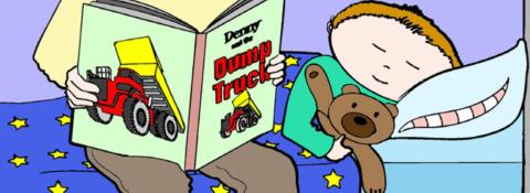 <p>What does Ben likely do after his dad reads him a story?</p>