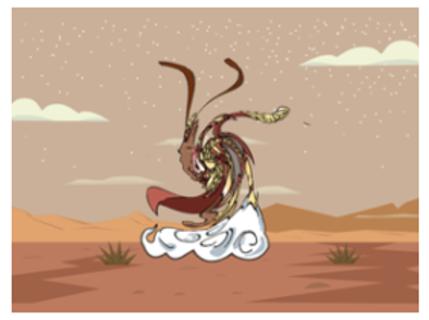 <p>下列哪个积木可以让孙悟空编程图片中的样子</p>