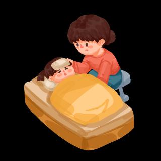 <p>孩子发烧了&#xff0c;妈妈_____她。</p>