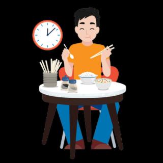 <p>____(zhōngwŭ-noonday)我在家吃饭。</p>