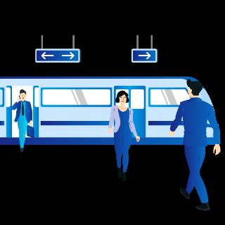 <p>我们先坐三站_____（dìtiě-subway),再走一会儿就到了。</p>