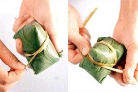 <p> __________ the leaf with a piece of string.</p>