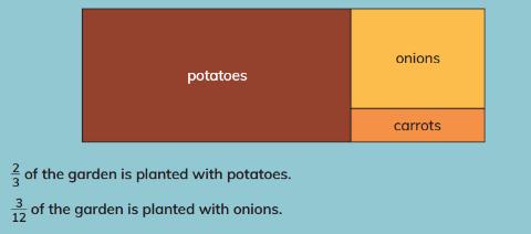 <p>What fraction of the garden is planted with carrots?</p>