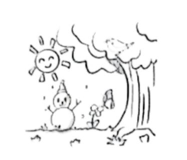 <p>右图是小明用图画方式描述的夏天情景。其中，不适合出现的是</p>