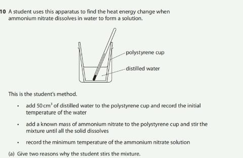 <p>Give a reason why the student stirs the mixture?</p>