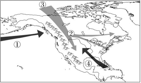 <p><strong>下图示意北美洲地形对气候的影响。读图，完成下面小题。</strong>图中的A山脉是（     ）</p>