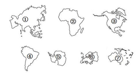 <p><strong>某学生在学习七大洲的知识点时,为加深印象,把白纸放在书上,描出了七大洲的轮廓。读“七大洲轮廓图”,完成下面小题。</strong><span data-tex=""> </span>下列大洲分界线对应不正确的是（  ）</p>