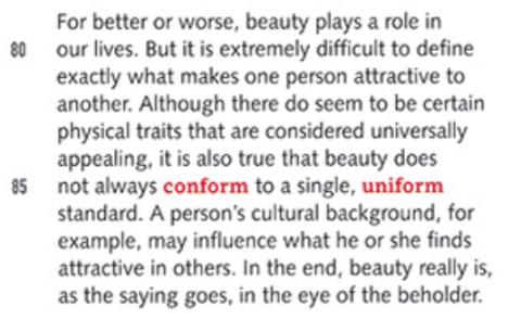 <p>According to the writer, perceptions of beauty _________.</p>