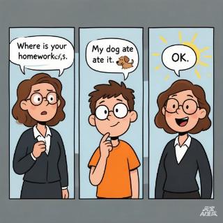 <p>Why does the teacher say "OK"'and looks happy? </p>