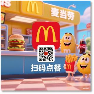 <p>小兰在麦当劳吃饭时，点餐桌上的二维码可以扫码点餐。</p>
