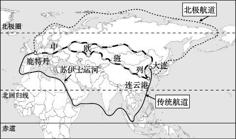 <p>1．传统航道自大连至鹿特丹，依次经过（     ）  </p>