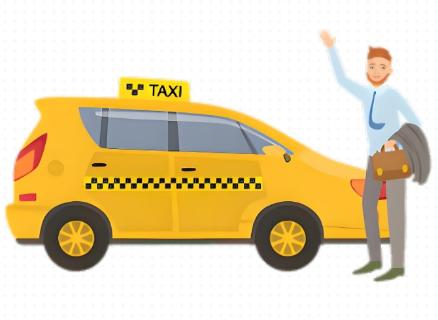 <p>He takes a taxi to go back home.</p>