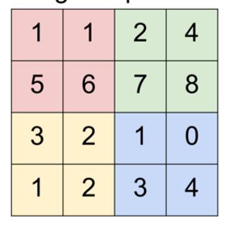 <p>最大池化函数（Maxpooling）的结果是</p>
