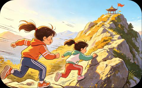 <p>“我和朋友爬了一个小时，看到了终点。”用“就”改写。</p>