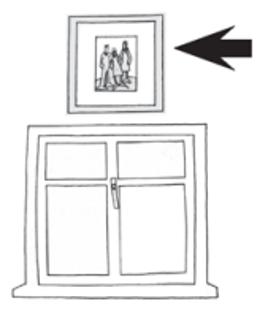 <p>The picture is _____ the door.</p>