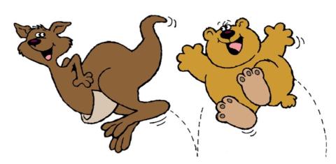 <p>What is the same thing between the kangaroo and the bear?</p>