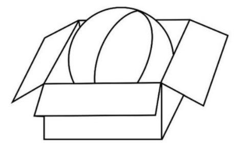 <p>The ball is _____ the box.</p>