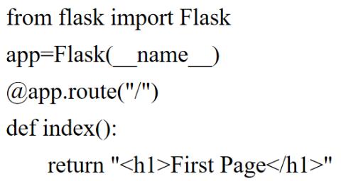 <p>某 Python 程序如右图，程序运行后，在浏览器中输入地址“http://127.0.0.1:5000/”，网页显示的内容为？</p>
