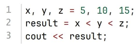 <p>下面的C++代码中变量都是整型，则执行后将输出 1。</p>