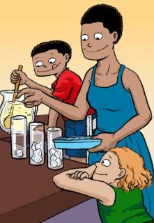 <p> How do the children make the lemonade cold?</p>