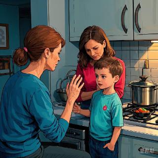 <p>What is the mother doing?</p>