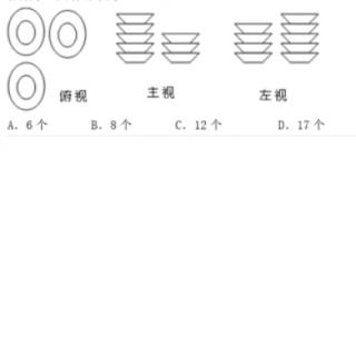 桌子上摆放着若干个盘子，其三视图如图所示，问共有几个盘子？