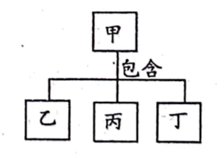 <p>下列选项中的各项依次为甲、乙、丙、丁，其中不符合下面概念图关系的是</p>