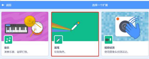<p>点击屏幕左下角的“添加扩展”后&#xff0c;再点击“画笔”&#xff0c;可以添加画笔的所有积木。<span data-tex=""> </span></p>