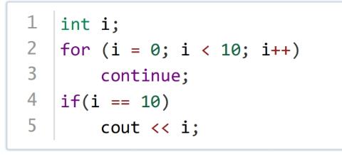 <p>下面C&#43;&#43;代码执行后将输出10。</p>