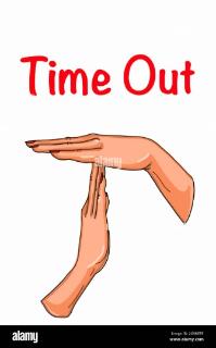 <p>What does the time-out sign usually mean in sports or daily life?</p>