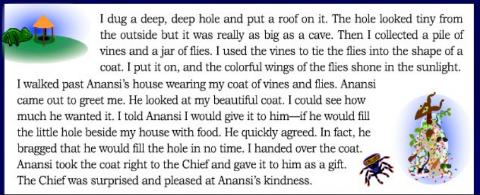 <p>Why do you think Anansi give chief the coat?</p>