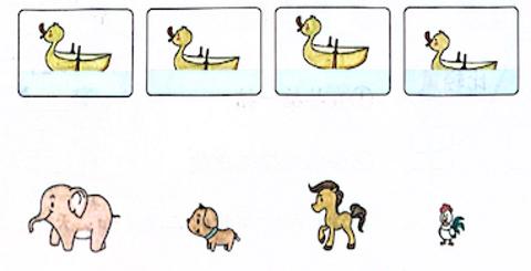 <p>每条船坐的是哪只动物？</p>