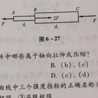 如图6—27所示,一塑性材料,截面积 A =1/2A,危险截面在(&nbsp; &nbsp; &nbsp; &nbsp;)。<span>&nbsp;</span>